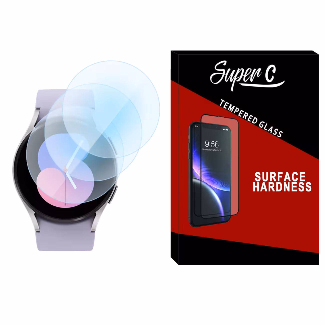 محافظ صفحه نمایش شیشه ای سوپرسی مدل SH-SC مناسب برای ساعت هوشمند سامسونگ Galaxy Watch 5 40mm بسته سه عددی