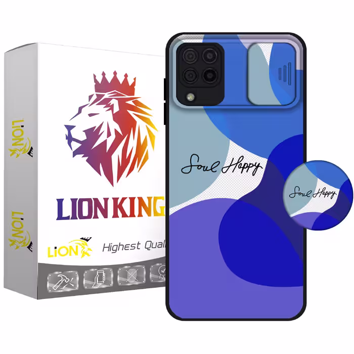 کاور لاین کینگ مدل loveHappy J2 مناسب برای گوشی موبایل سامسونگ Galaxy A22 4G به همراه پایه نگهدارنده