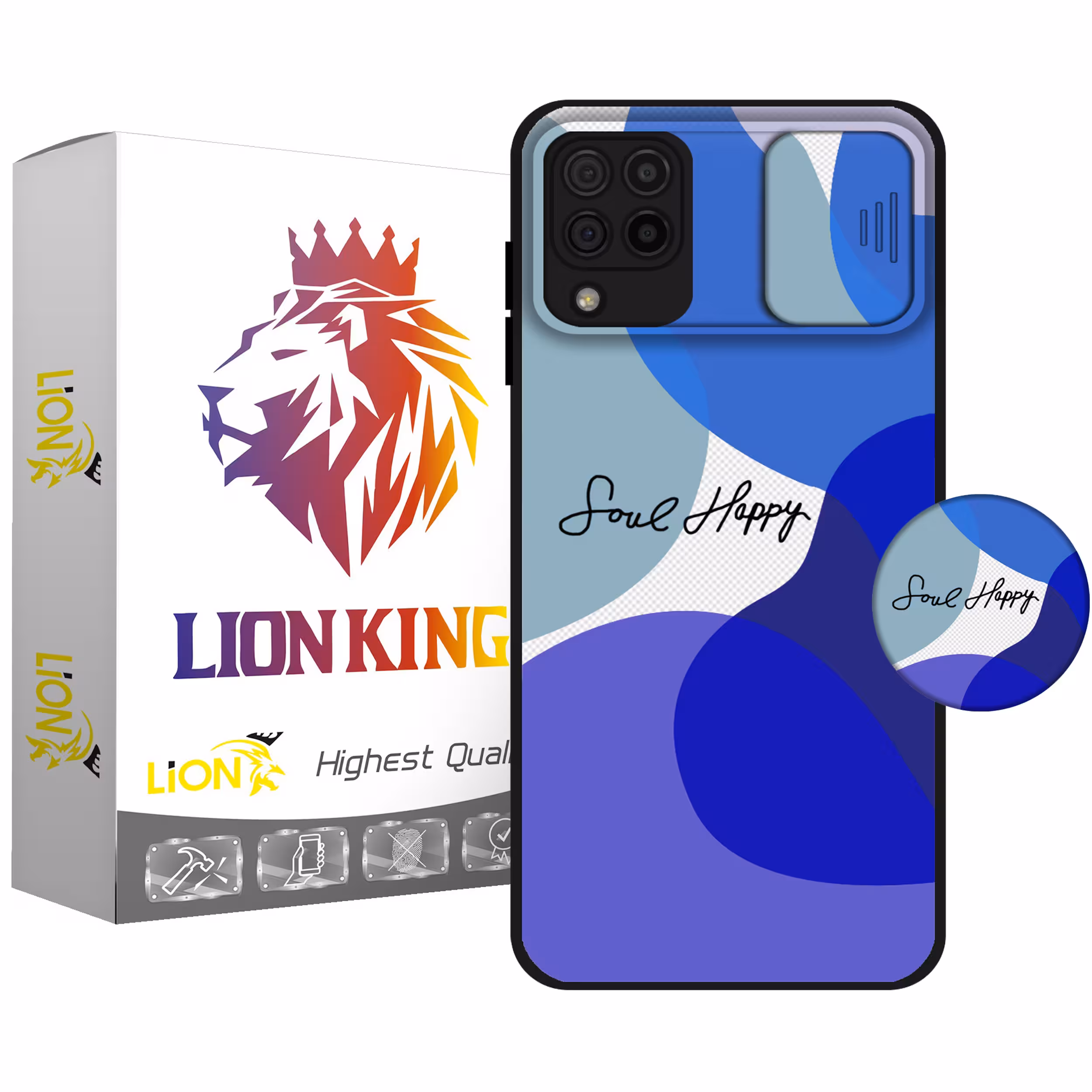 کاور لاین کینگ مدل loveHappy J2 مناسب برای گوشی موبایل سامسونگ Galaxy A22 4G به همراه پایه نگهدارنده