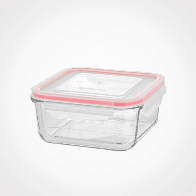 ظرف نگهدارنده مربع  شیشه ای دربدار 950 میلی لیتر لیمون-مایکروفری