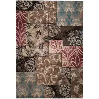 فرش ماشینی زمرد مشهد طرح P014 زمینه قهوه ای