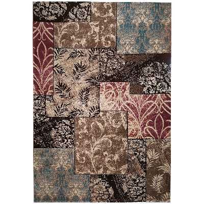 فرش ماشینی زمرد مشهد طرح P014 زمینه قهوه ای