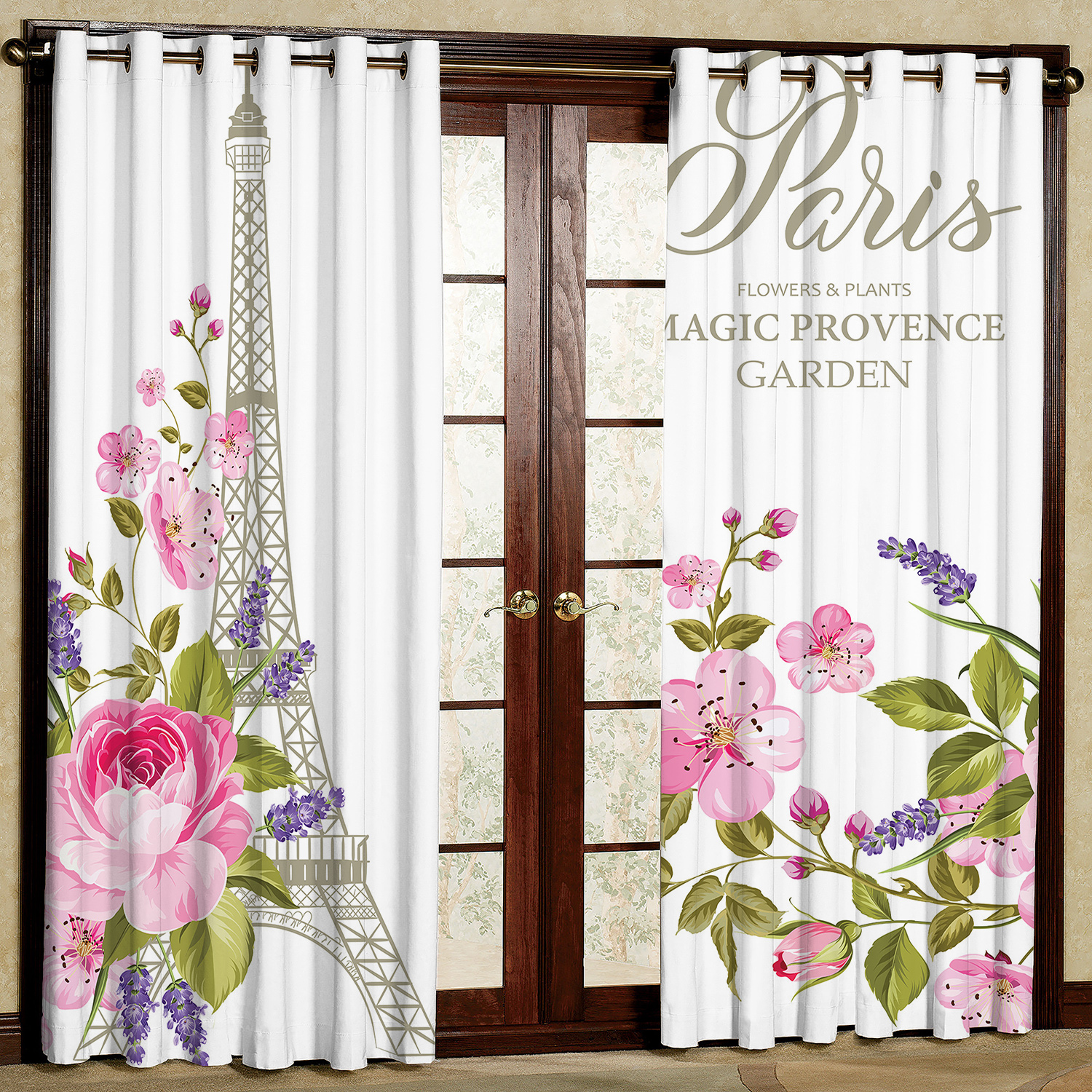 پرده مدل برج پاریس و گل مخمل پانچی کد 2140 سایز 200x140 سانتی متر