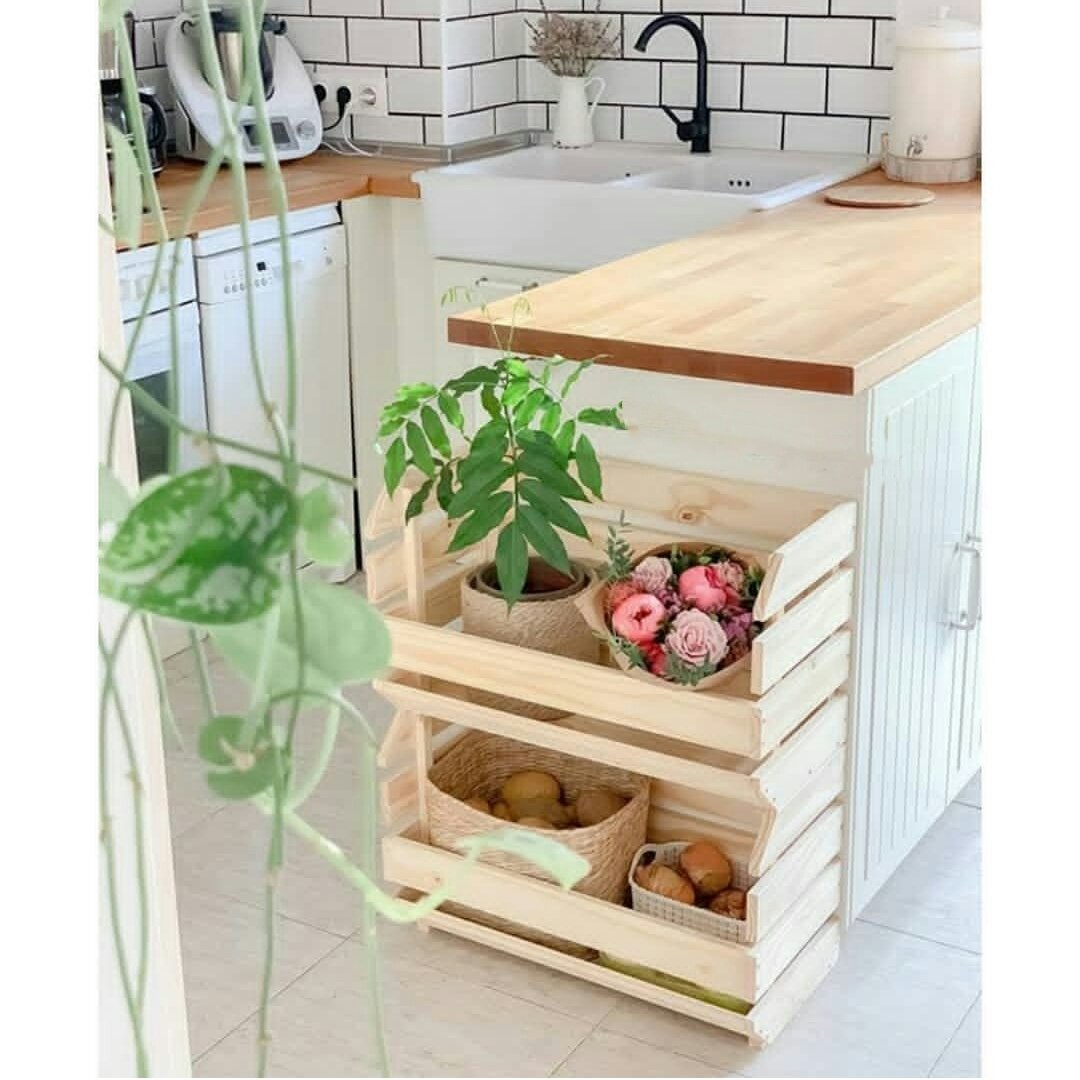 باکس جا سیب زمینی و پیاز دومدل پایه دار و بدون پایه رنگ روشن ضد آب (پس کرایه)