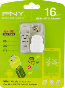 PNY Mini Hook Attache 16GB USB Flash   OTG Adaptor