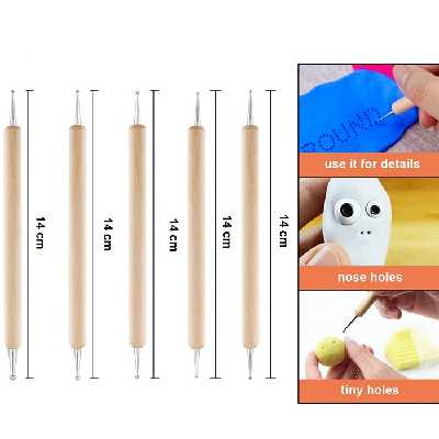 ابزار تزیین فوندانت به گز مدل داتینگ نقطه کوبی مجموعه 5 عددی