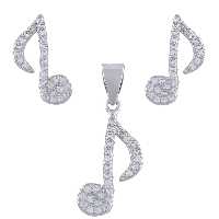 نیم ست نقره زنانه- مدل نت موسیقی - کد SHS-44