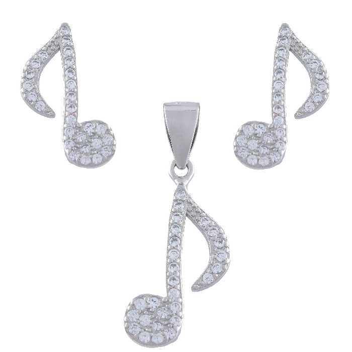 نیم ست نقره زنانه- مدل نت موسیقی - کد SHS-44