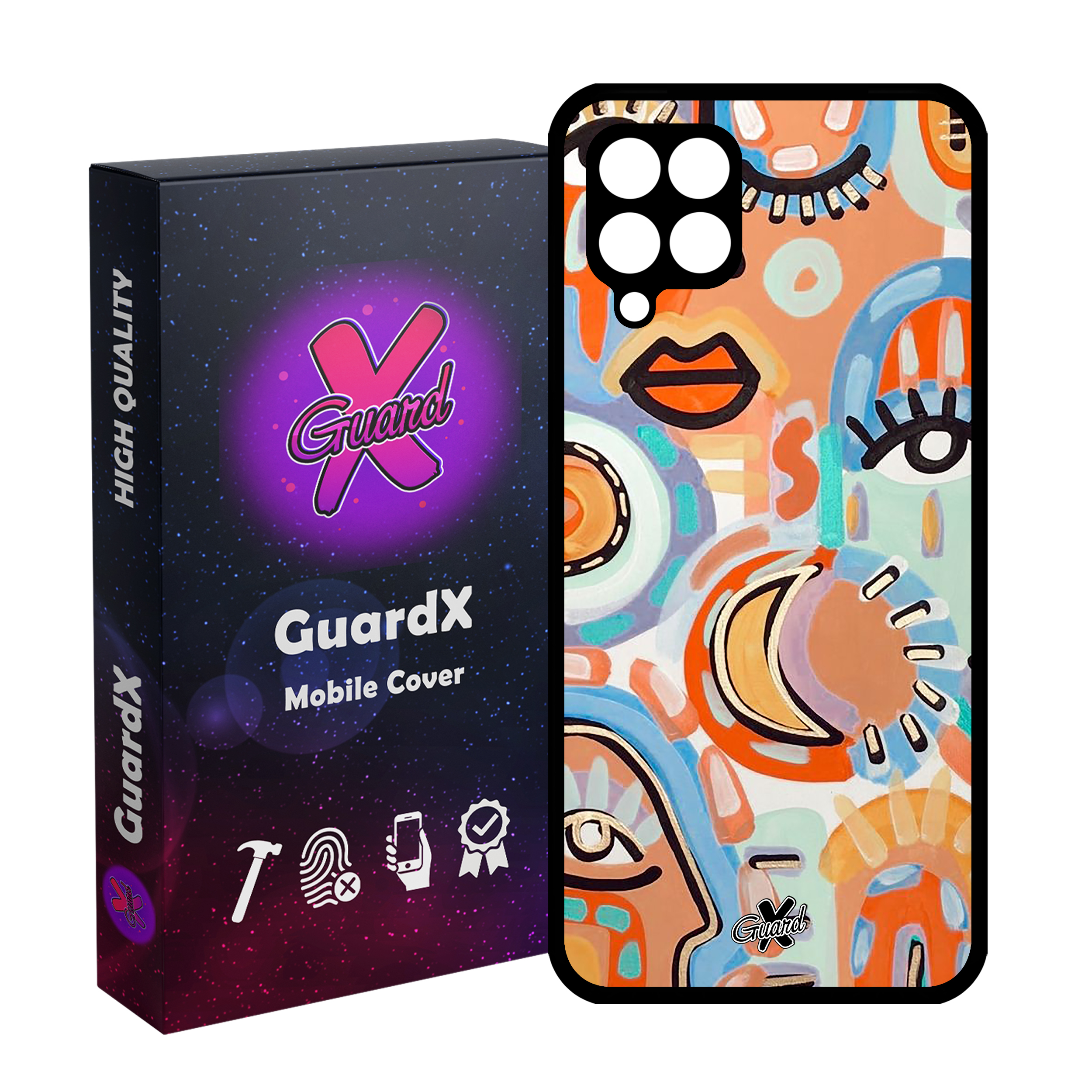 کاور گارد ایکس طرح چهره مدل Glass10431 مناسب برای گوشی موبایل سامسونگ Galaxy A22 4G