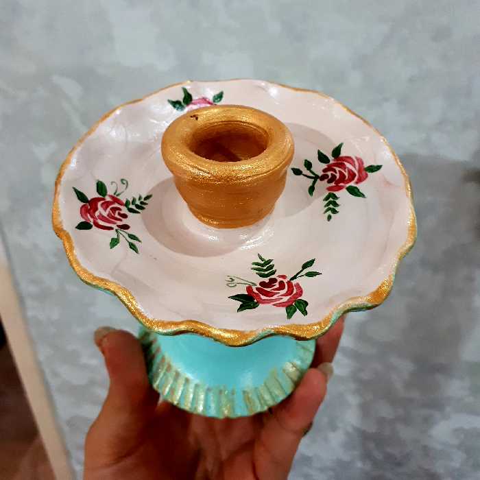 ظروف 9 تکه هفت سین سفالی مدل گل سرخی کد 009