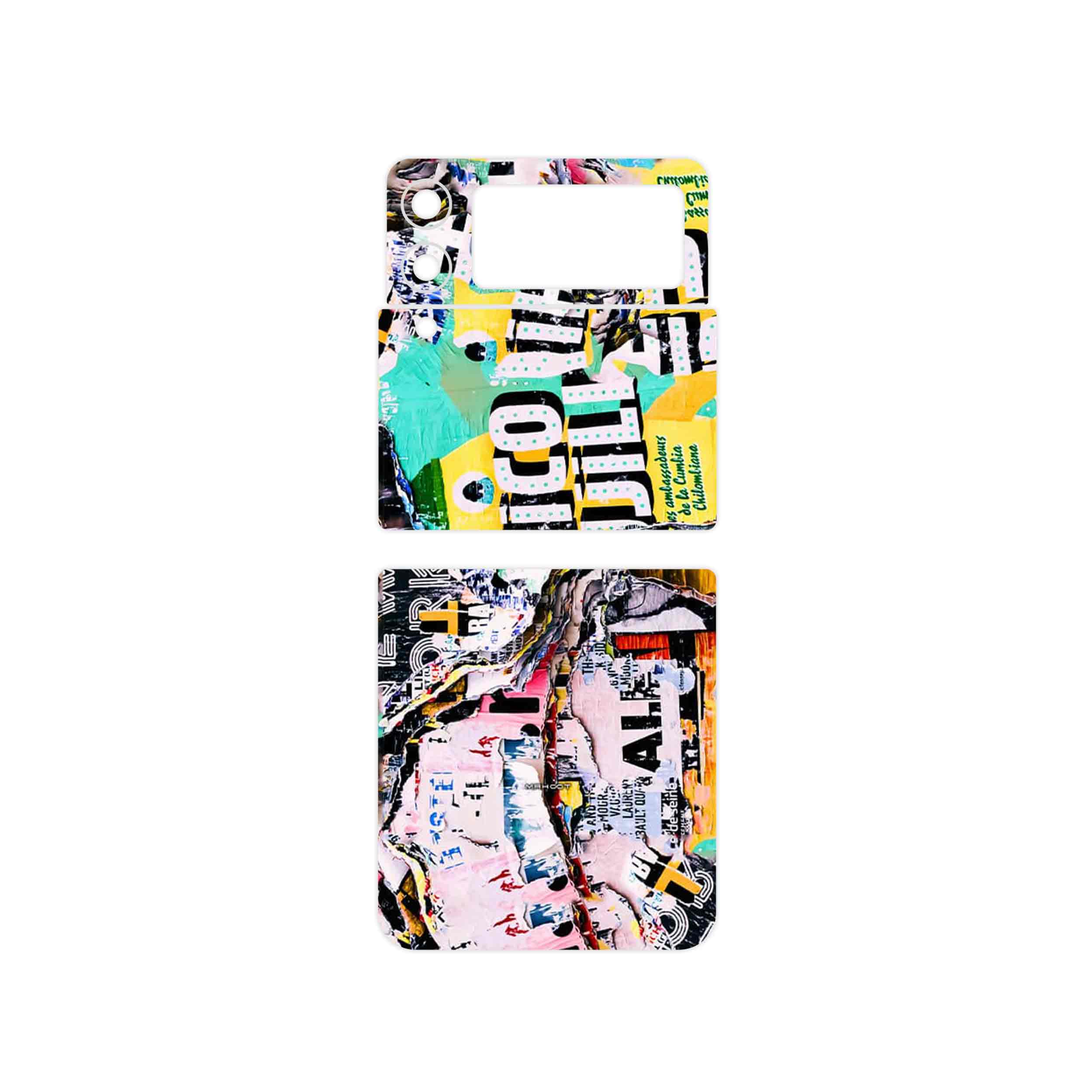 برچسب پوششی ماهوت مدل Collage of Teared Paper مناسب برای گوشی موبایل سامسونگ Galaxy Z Flip3 5G