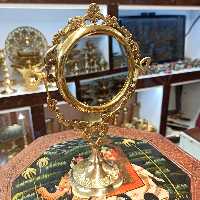 آینه گرد قلم زنی برنجی، مناسب برای هفت سین، قابل شست و شو بدون تغییر رنگ، بسیار خاص و شیک(پرفروش) 