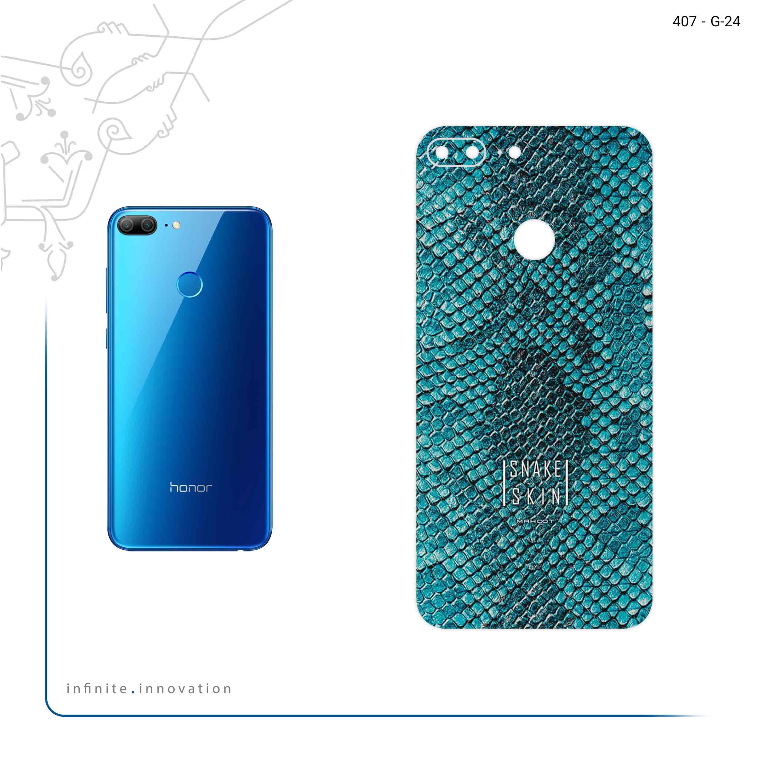 برچسب پوششی ماهوت مدل Blue Snake Skin مناسب برای گوشی موبایل آنر 9 Lite