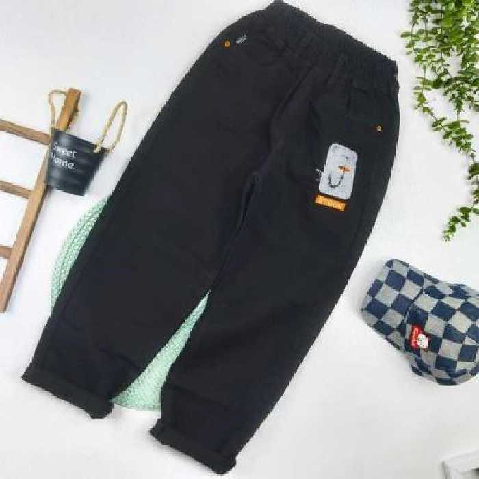 شلوار کتان مام فیت بچه گانه مشکی 9 تا 14 سال کد 9967