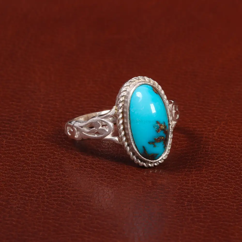 انگشتر فیروزه شجری مردانه کد 28040 - جواهری مشاهیر