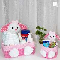 سبد تریکو ست دوتایی عروسکدار خرگوشی