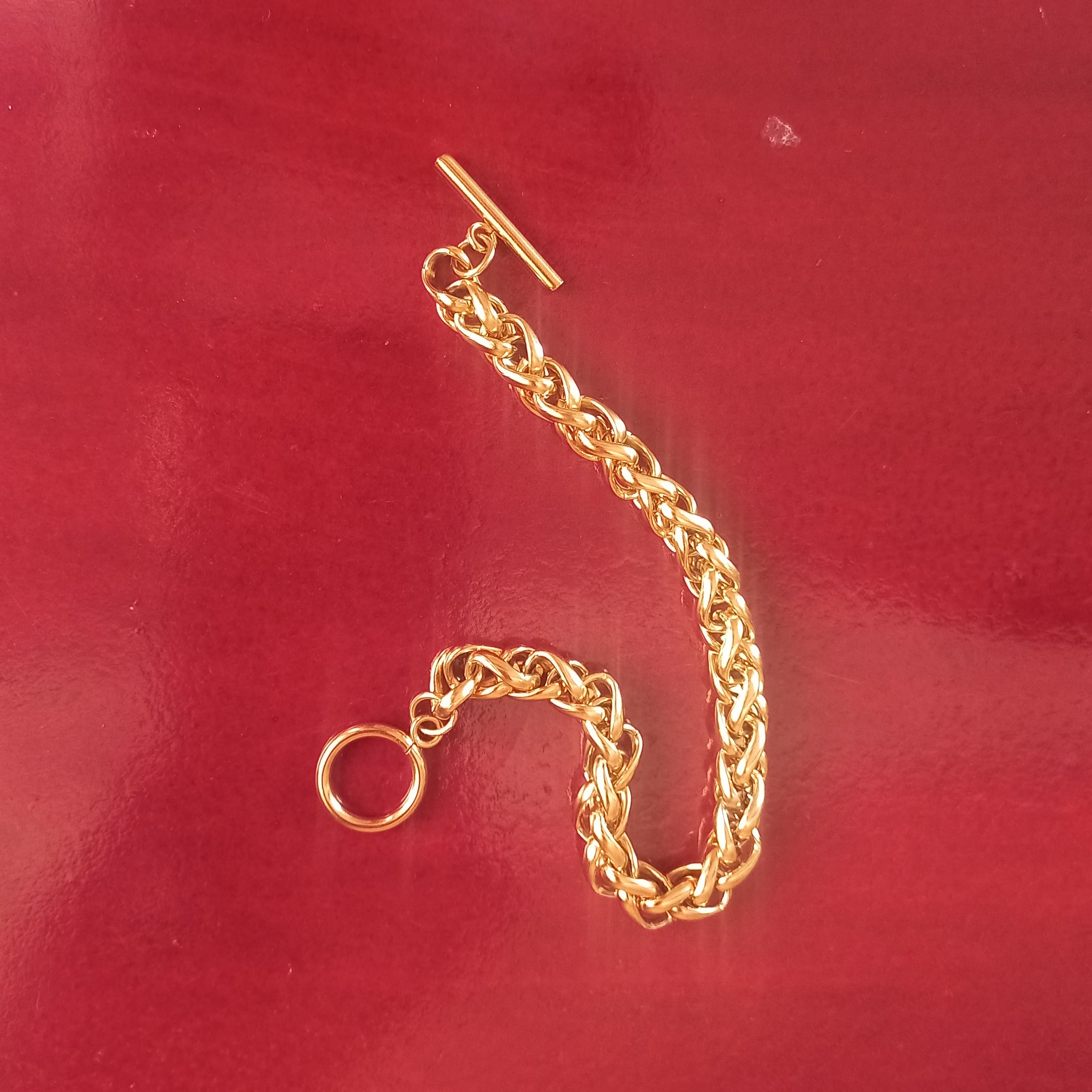 دستبند  استیل رنگ ثابت ضد حساسیت زنجیر دوقلو طرح کارتیر 