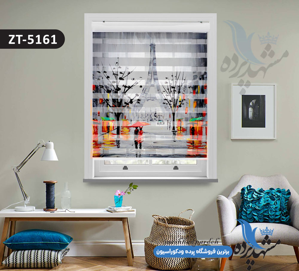 پرده زبرا تصویری چاپی طرح برج ایفل کد ZT5161