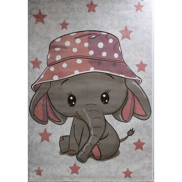 فرش کودک افرند مدل فیل کلاه صورتی کد 196 (شش متری)
