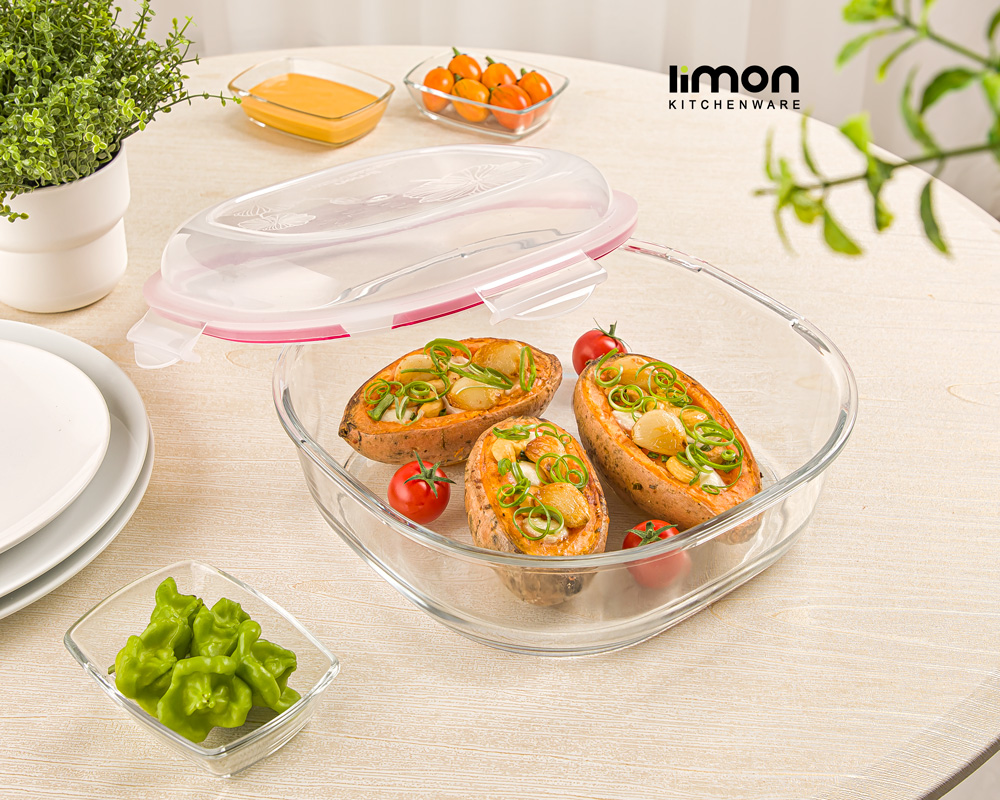 ظرف شیشه ای سرو ونگهداری مربع 3.750 لیتر کد محصول : 229535