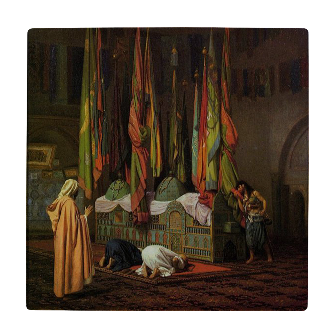 کاشی طرح نقاشی آرامگاه امام حسین قرن نوزدهم کد wk396