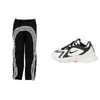 پکیج شلوار کارگو سه خط امیری مشکی مدل Edin  کفش ورزشی سفید مشکی مردانه Nike مدل Bevis