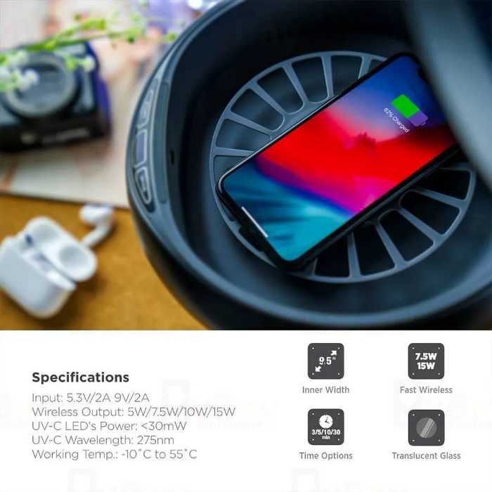 دستگاه ضد عفونی کننده گوشی موبایل پاورولوجی مدل P15WLUV