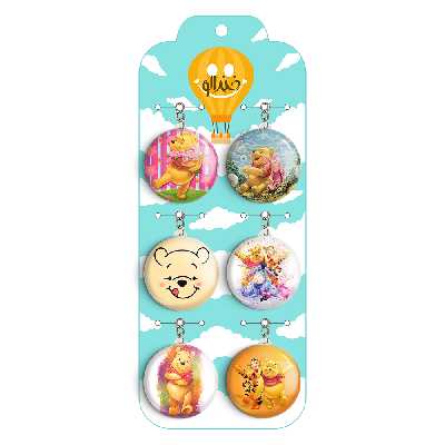 جاکلیدی خندالو طرح خرس پو کد 50A مجموعه 6 عددی