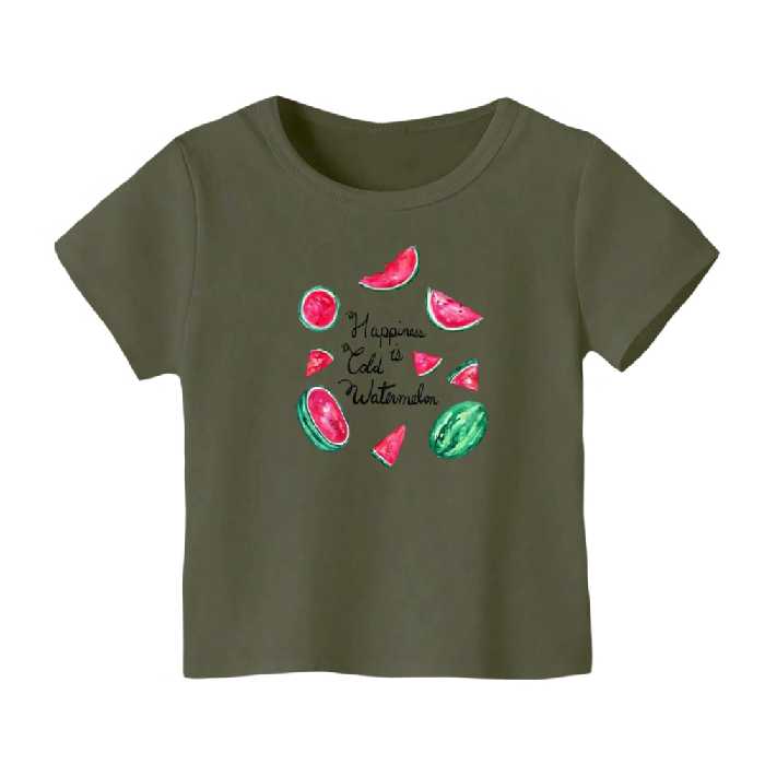 تی شرت آستین کوتاه بچگانه مدل هندوانه یلدایی کد 60 رنگ یشمی