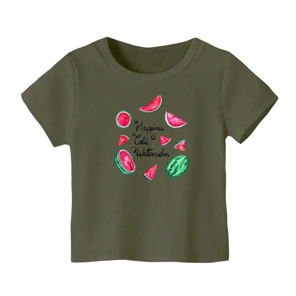 تی شرت آستین کوتاه بچگانه مدل هندوانه یلدایی کد 60 رنگ یشمی