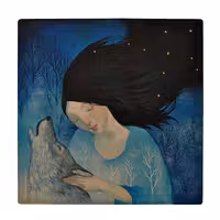  زیر لیوانی  طرح نقاشی دختر و گرگ کد    5881580_4500