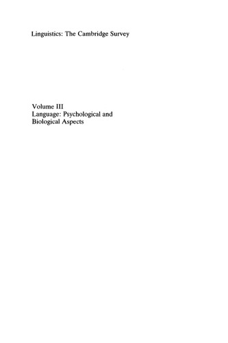 خرید و دانلود نسخه کامل کتاب Linguistics: The Cambridge Survey: Volume 3, Language: Psychological and Biological Aspects (Linguistics, the Cambridge Survey)