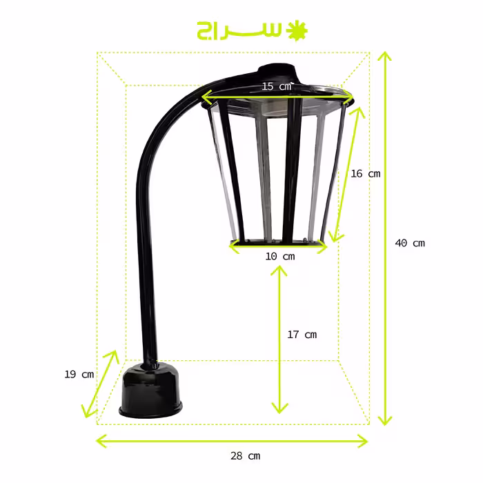 چراغ حیاطی،پارکی، محوطه،باغی، ایستاده تک شاخه مدل P-1JH (پس کرایه)