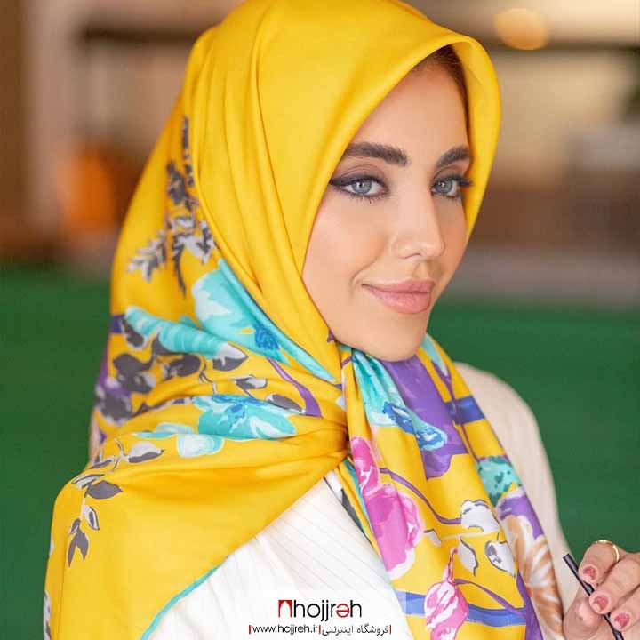 اطلاعات ، قیمت و خرید روسری طرح دار ابریشم طرح گل زرد کد MS14