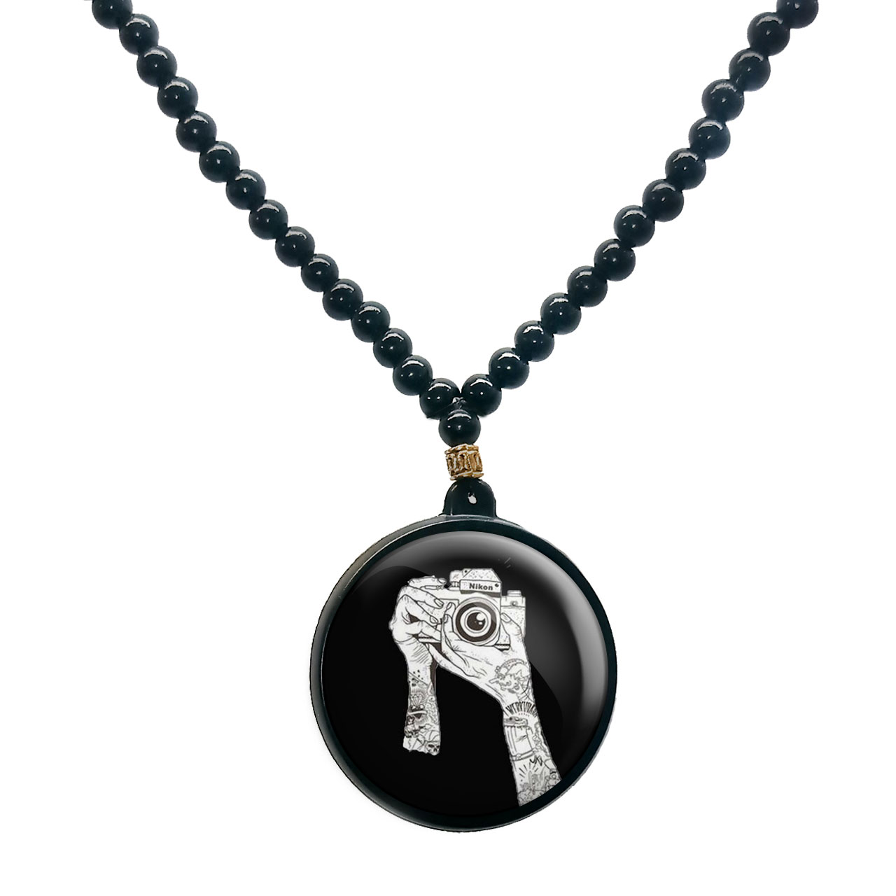 گردنبند پرمانه طرح عکاس کد pmd.5174 مدل دو طرفه
