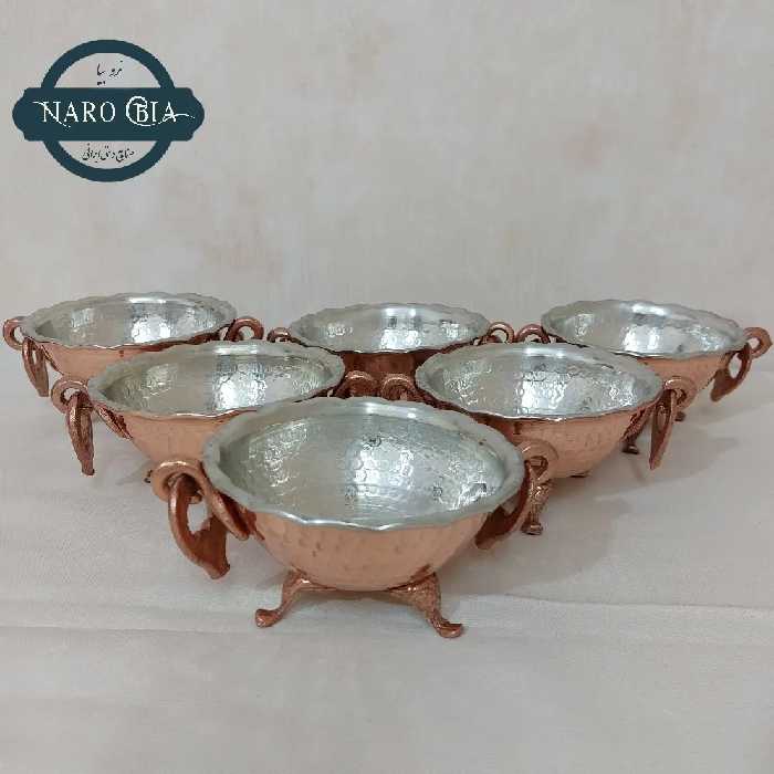 کاسه  مسی گوشواره دار سه پایه نانو هفت سین 