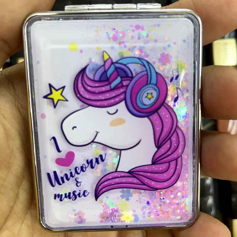 .آینه دو طرفه فانتزی اکلیلی یونیکورن عادی و x2. ابعاد 7 در9 | amazonchi