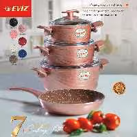 سرویس قابلمه 7 پارچه اویز EVIZ مدل سوئینگ رزگلد با ضمانت 18 ماهه با ارسال رایگان