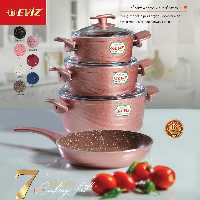 سرویس قابلمه 7 پارچه اویز EVIZ مدل سوئینگ رزگلد با ضمانت 18 ماهه با ارسال رایگان
