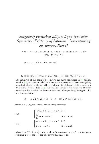 خرید و دانلود نسخه کامل کتاب Singularly perturbed elliptic equations with symmetry Existence of solutions concentrating on spheres, Part II
