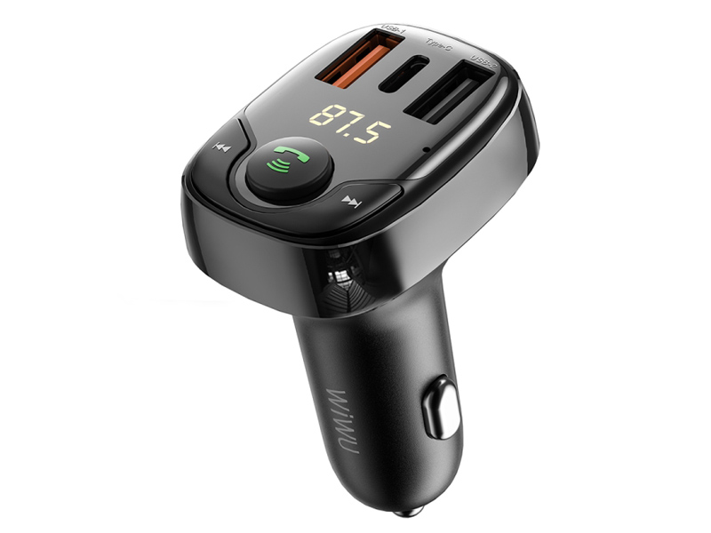 شارژر فندکی یو اس بی و تایپ سی و گیرنده بلوتوث ویوو Wiwu Car Charger PC600
