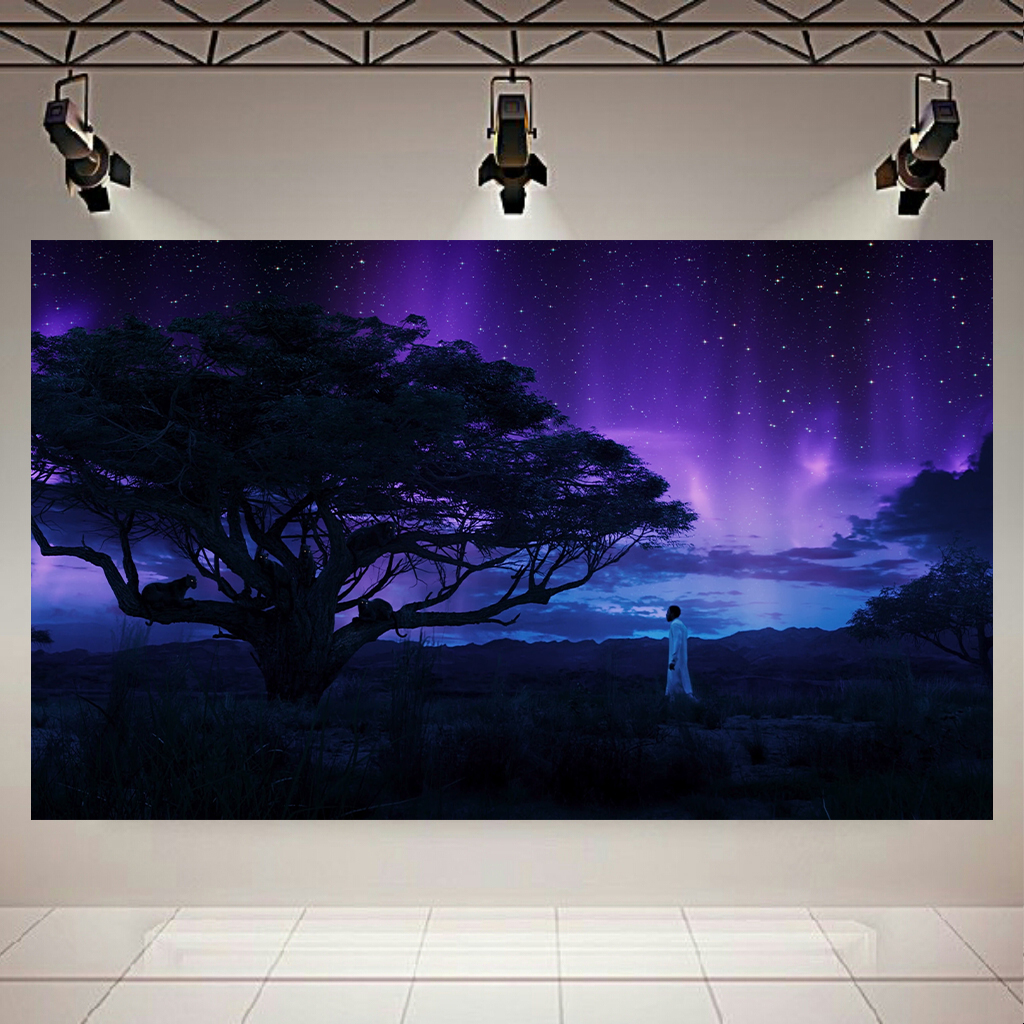 تابلو بوم طرح کهکشان و ستارگان مدل Black panther کد AR4130