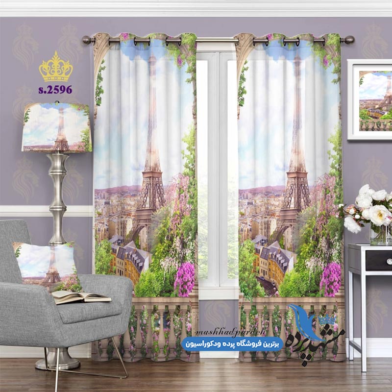 پرده پانچ منظره طرح نقاشی شهر پاریس کد s-2596