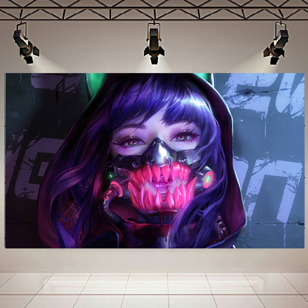 تابلو بوم طرح انیمه دختر مدل سایبر پانک کد AR2449