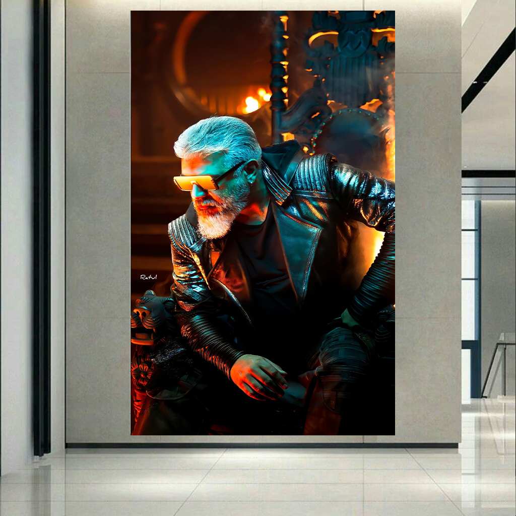 تابلو بوم طرح مدل آرایشگاه مردانه مدل Thala Ajith کد AR3056