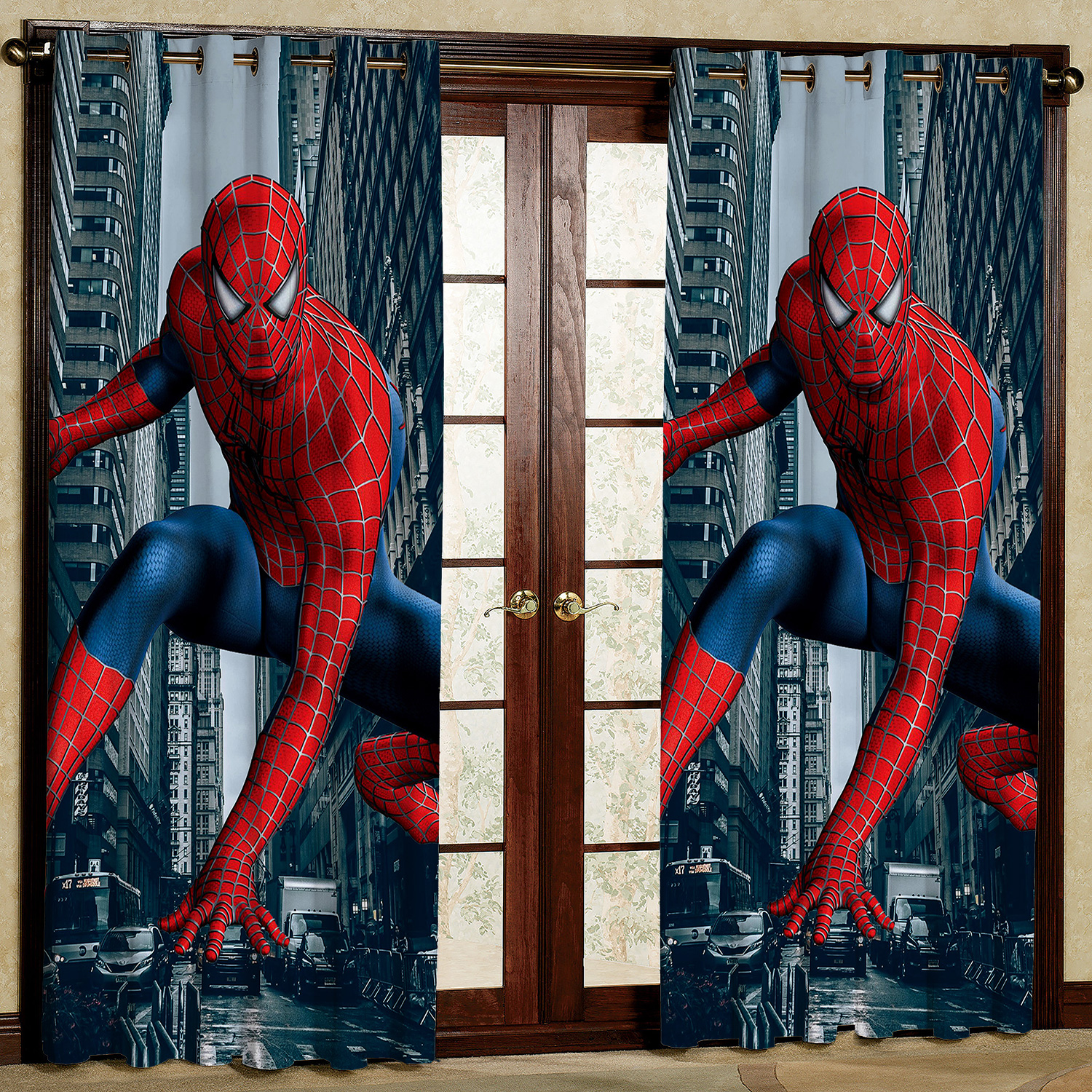 پرده مدل مرد عنکبوتی مخمل پانچی کد 4671 سایز 200x140 سانتی متر