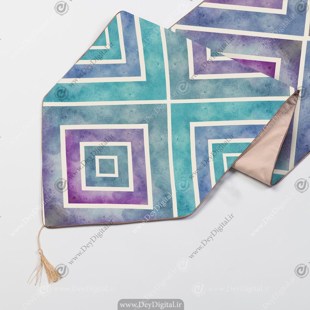 رانر چاپی طرح هندسی مربع و لوزی SM-11905