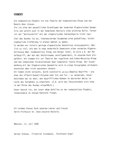 خرید و دانلود نسخه کامل کتاب Kommutative Algebra [Lecture notes]