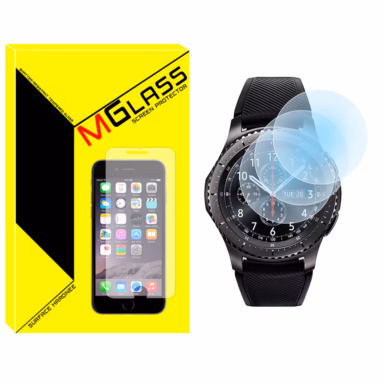 محافظ صفحه نمایش شیشه‌ای ام گلس مدل SH-MG مناسب برای ساعت هوشمند سامسونگ GALAXY Watch Gear S3 بسته سه عددی