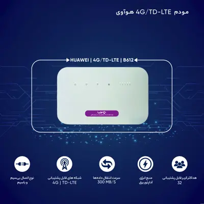 مودم 4G/TD-LTE هوآوی مدل B612 به همراه 50 گیگابایت اینترنت 3 ماهه